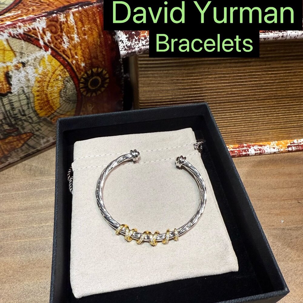 D̲a̲v̲i̲d̲ ̲Y̲u̲r̲m̲a̲n̲ 4mm18k Gold Pearl AndDiamond Cable Bracelets